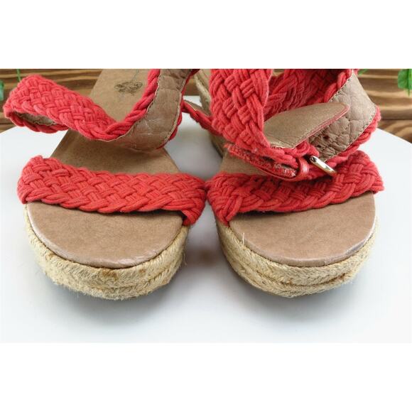 Jessica Simpson Sz 7.5 M‎ Orange Ankle Strap Fabric Women Sandals Leila - Picture 2 of 11